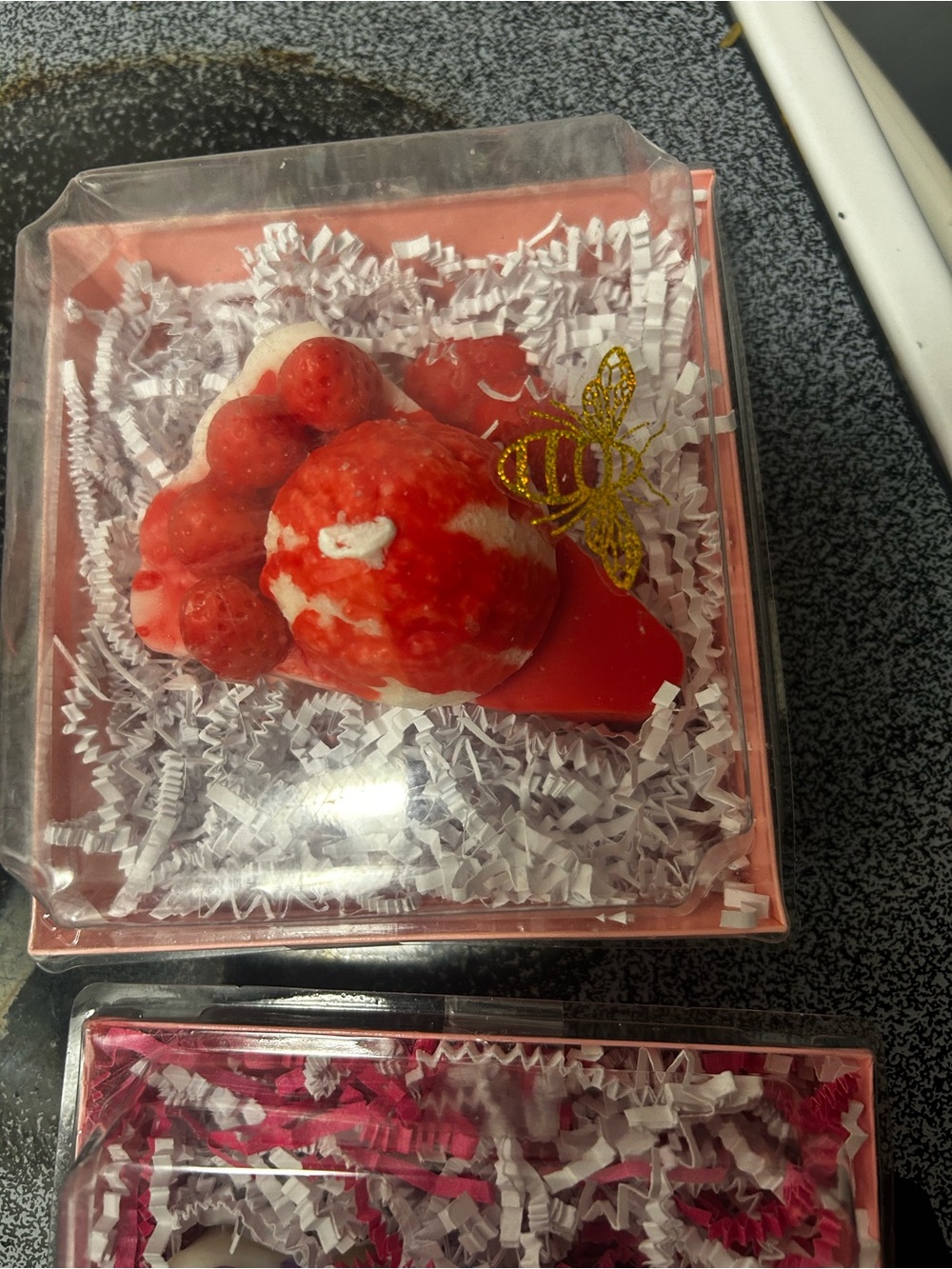 Red Strawberry Cheesecake six wax candle in Gift Box